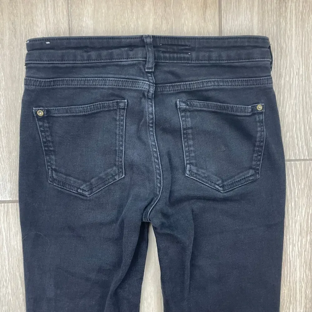 Pilcro The Icon Flare Jeans Women's 27 Black Mid Rise Patch Pocket Denim